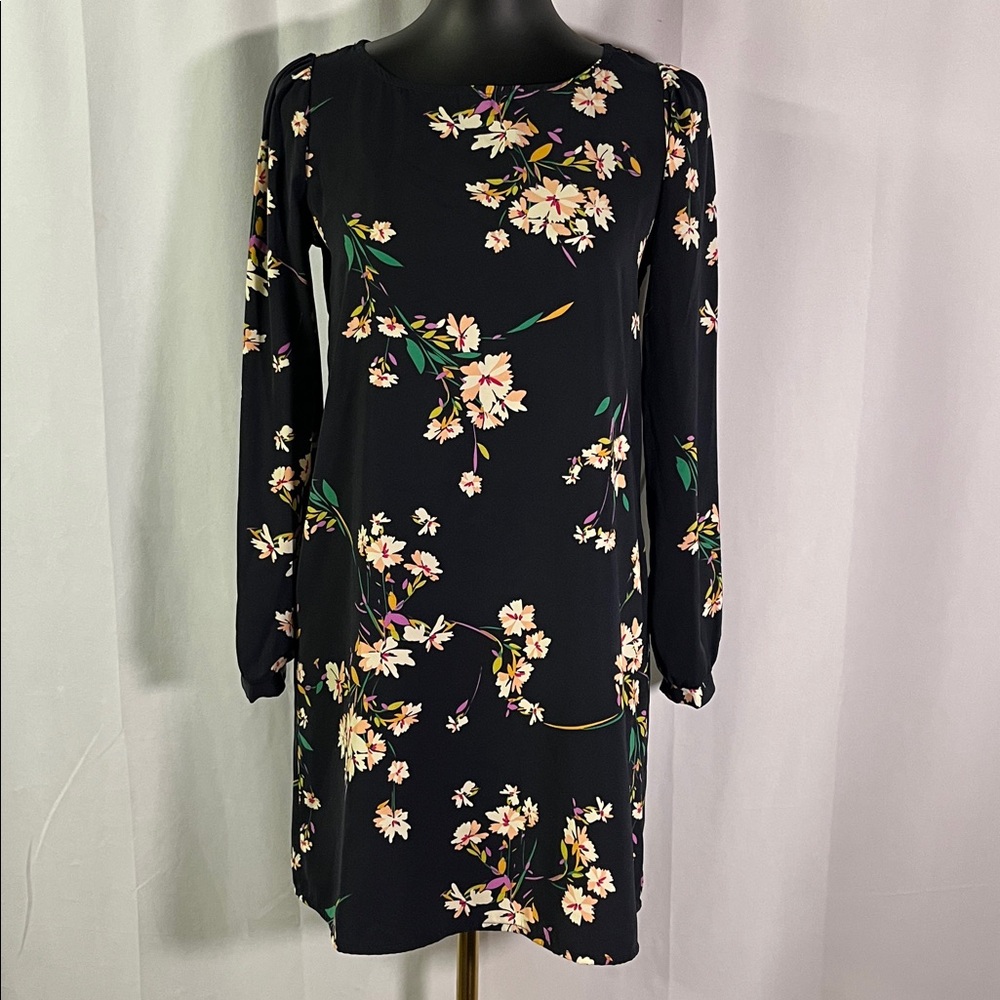 Lulus Herbaceous Babe Navy Floral Print Long Sleeve Shift Dress - Picture 2 of 16